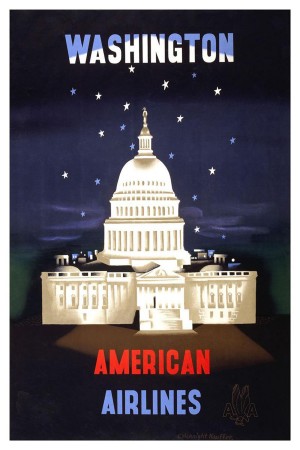 Washington American Airlines vintage travel poster